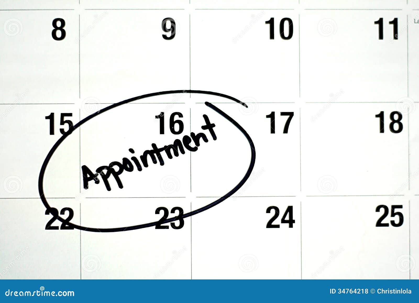 word appointment circled on calendar