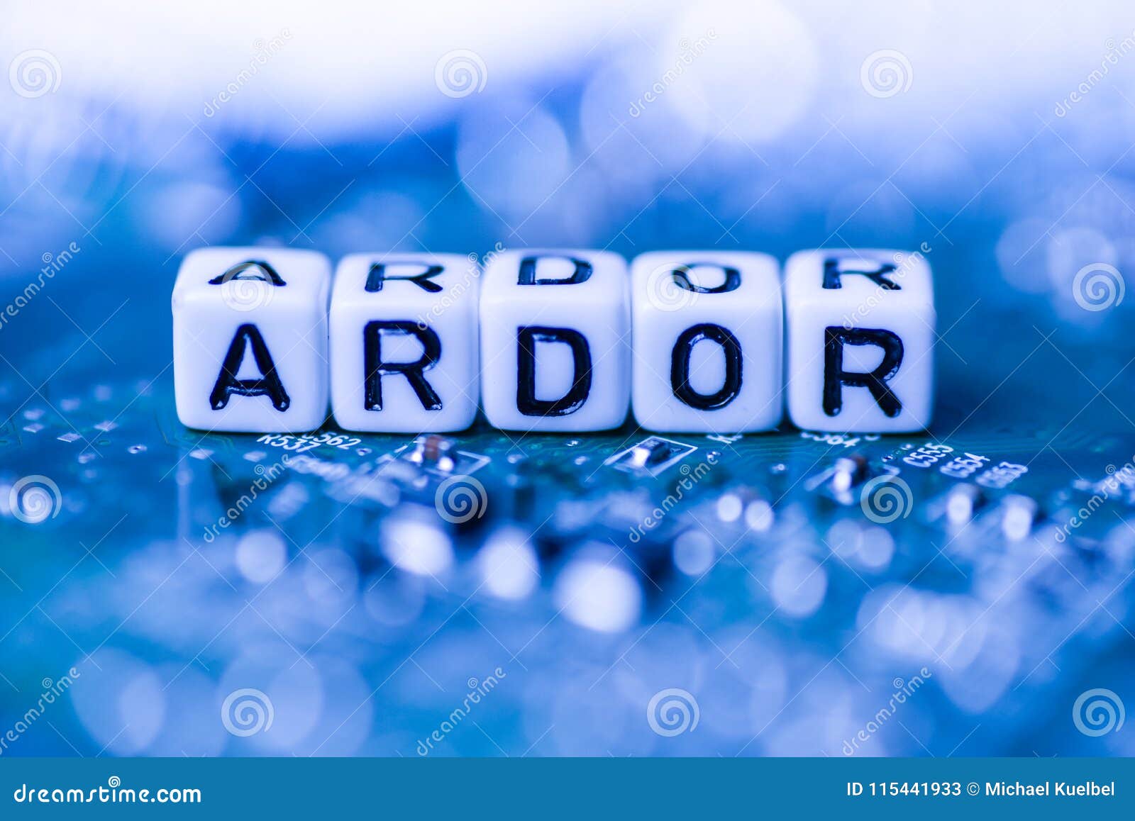 word ardor formed by alphabet blocks on mother cryptocurrency