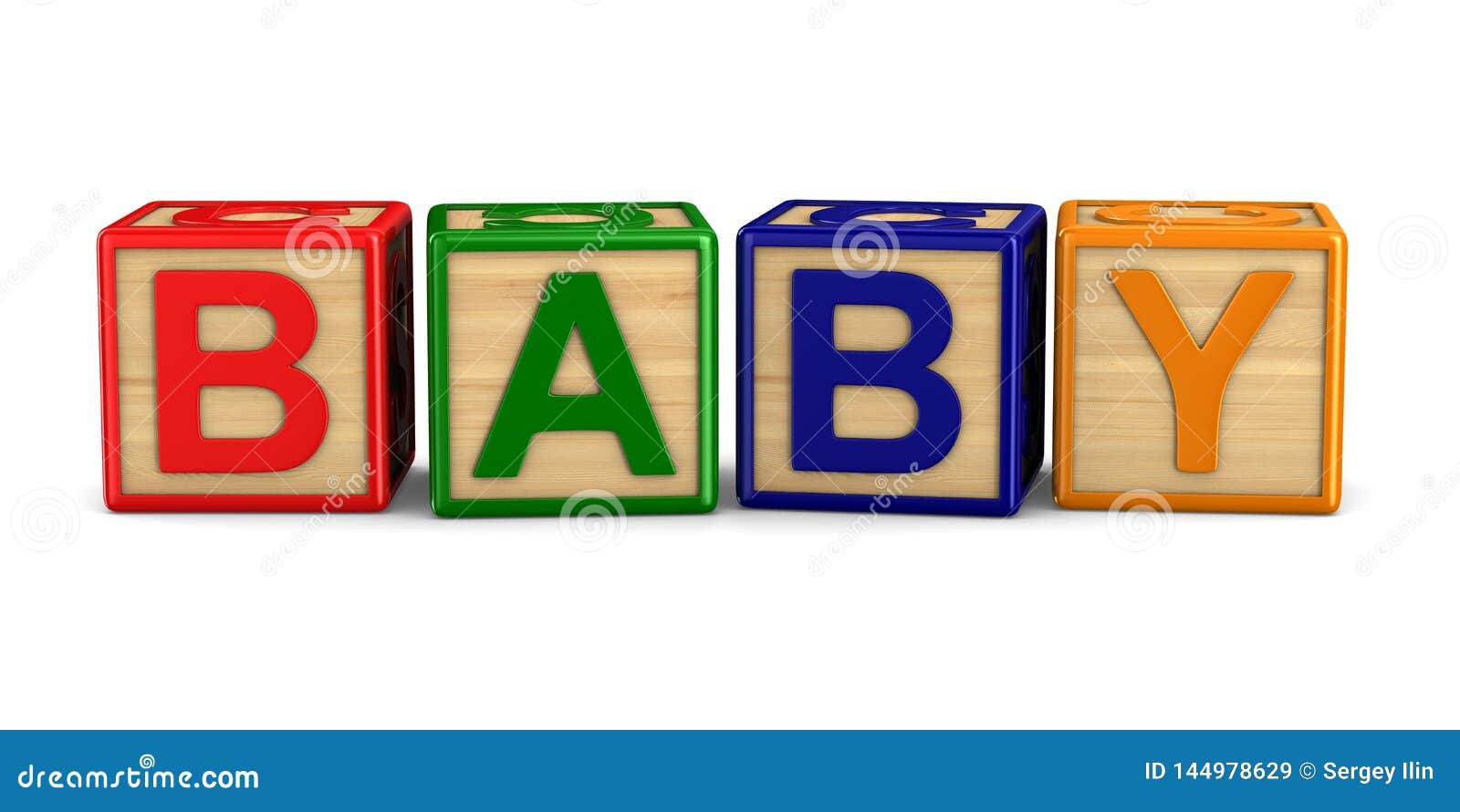 Word Baby from Wooden Cubes. Isolated 3D Illustration Stock ...