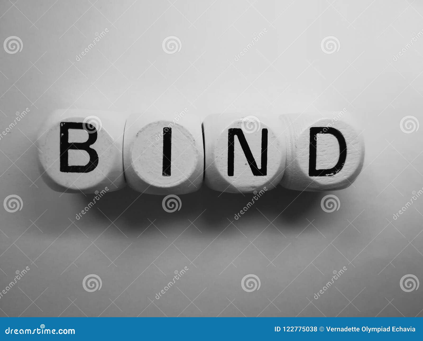Word bind spelled on dice stock photo. Image of light 122775038