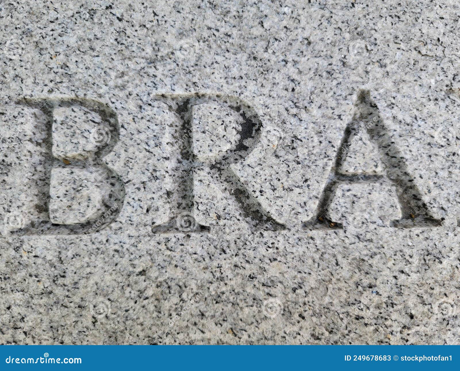 The Word Bra Engraved or Etched on Marble Stock Image Image of