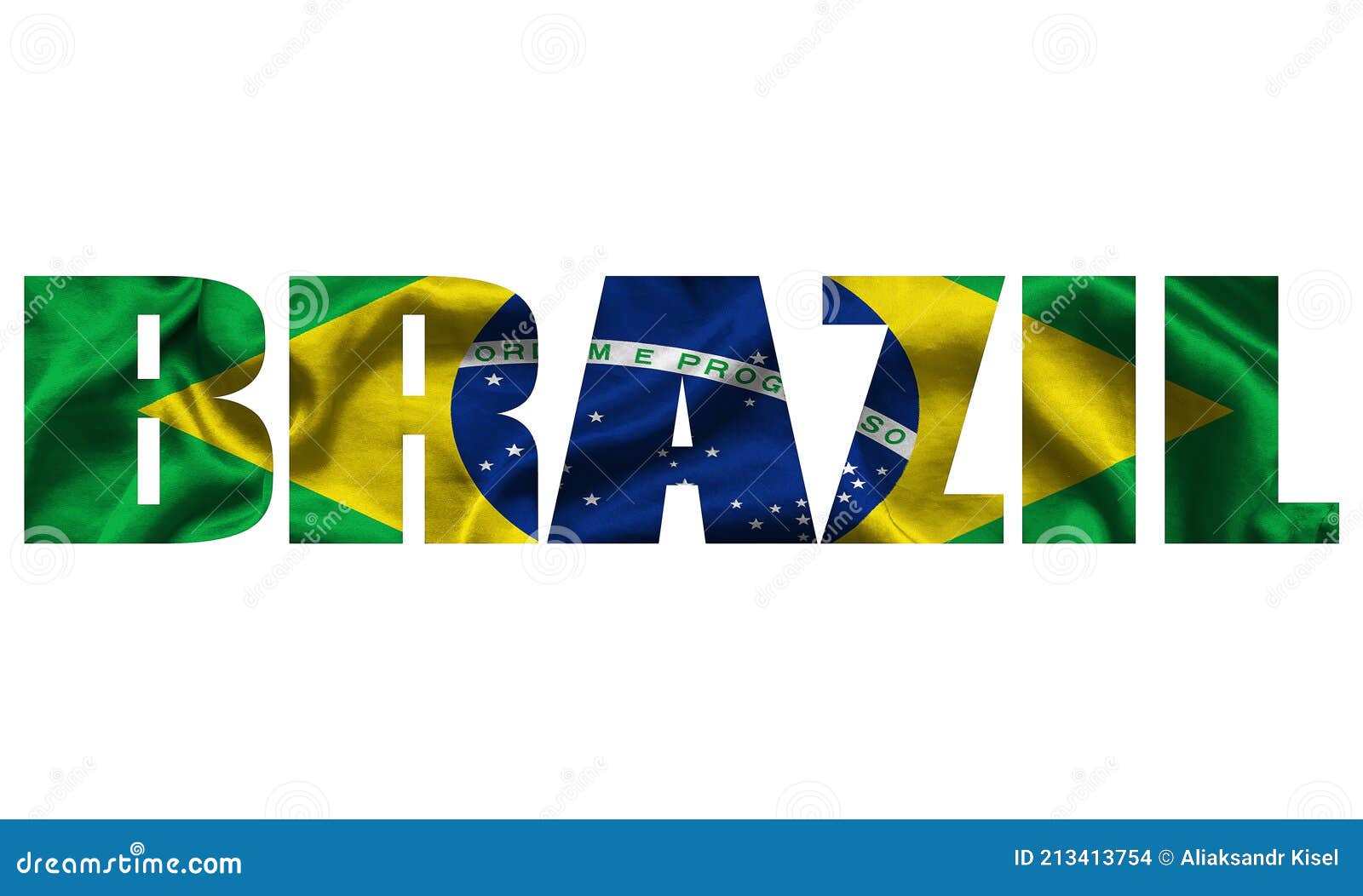 The Word Brazil in the Colors of the Waving Brazilian Flag ...