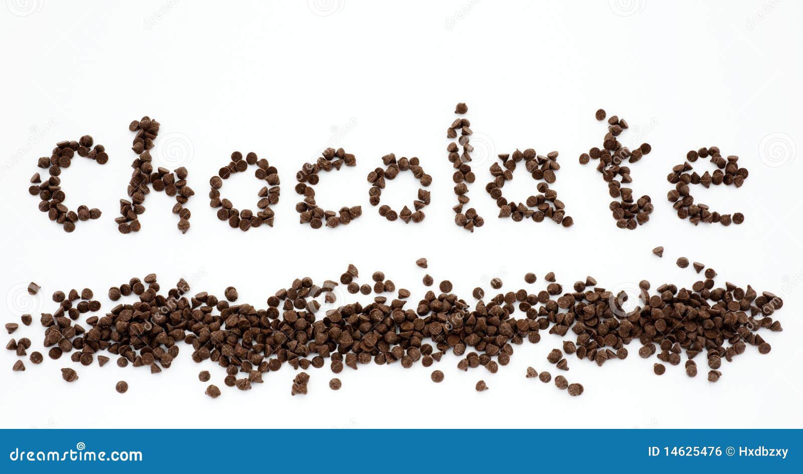 Word Chocolate Formed by a Pile of Chocolate Chips Stock Photo Image