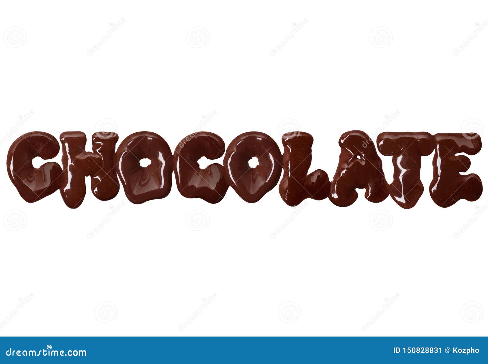 The Word Chocolate Written With Liquid Chocolate Isolated On White 