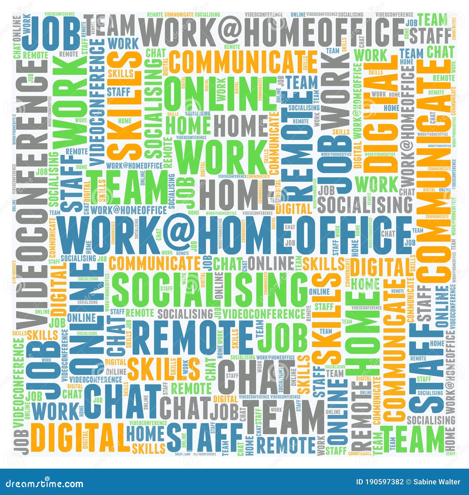 Word Cloud Describing Words for Homeoffice As a Texture Stock
