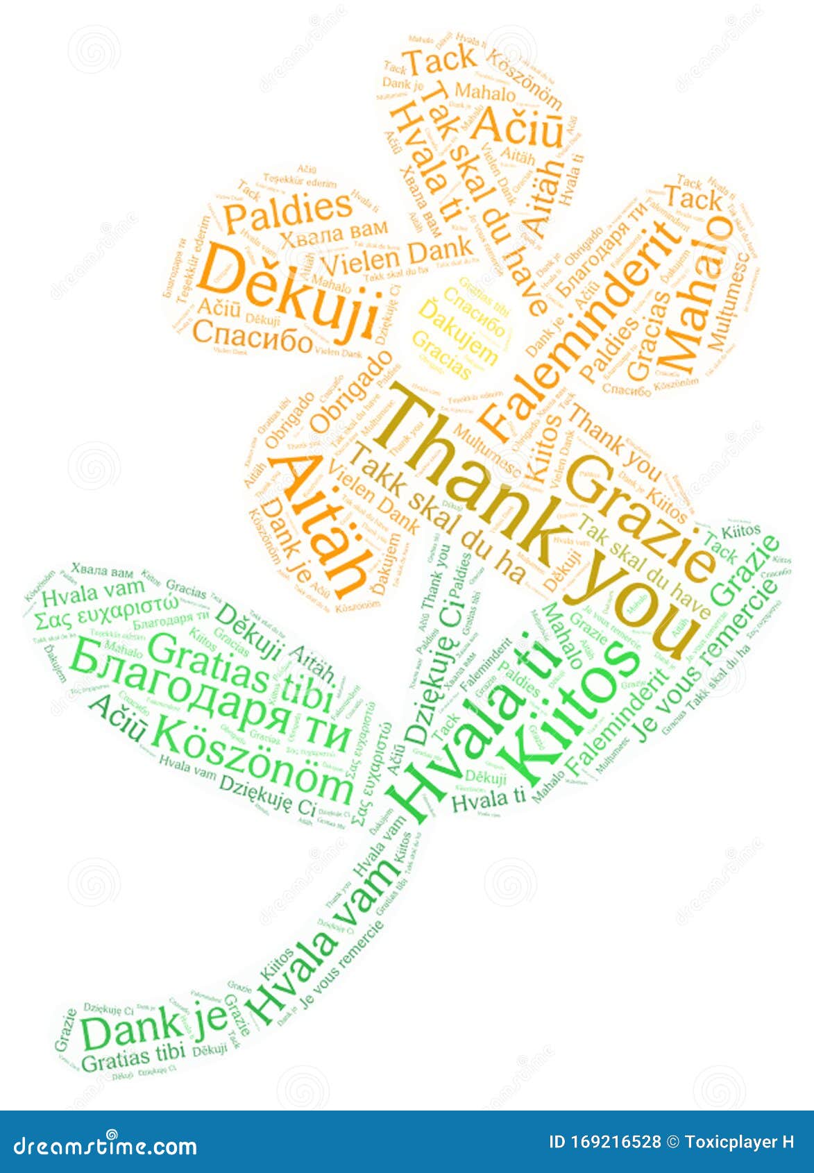 Thank You Word Cloud Flower Shaped Many Languages Stock Illustration