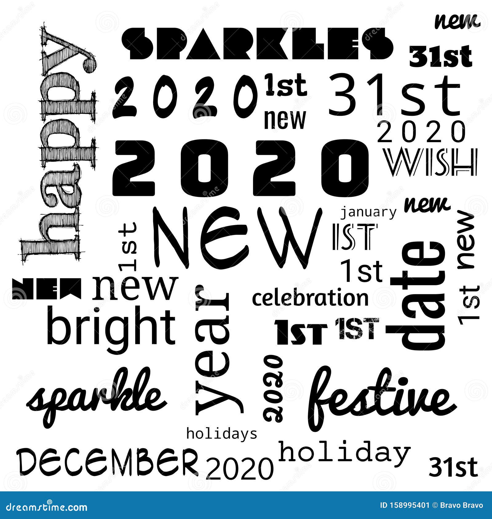 2020 Word Cloud,2020 Text,latter, Happy New Year 2020 Word Cloud, Word ...