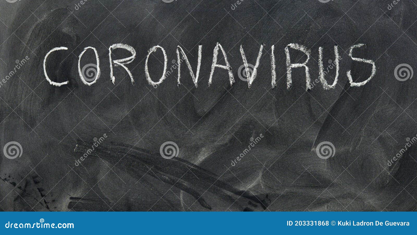 word coronavirus, written on the blackboard
