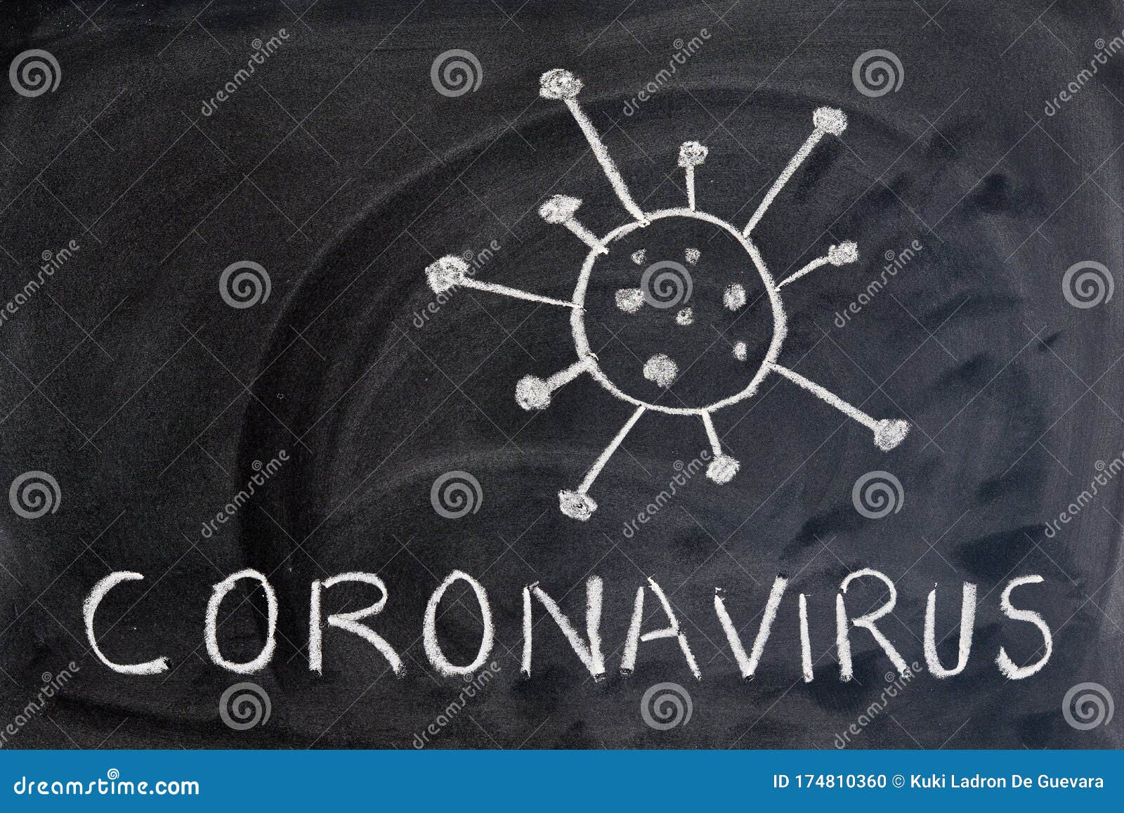 the word coronavirus written on the blackboard with a chalk