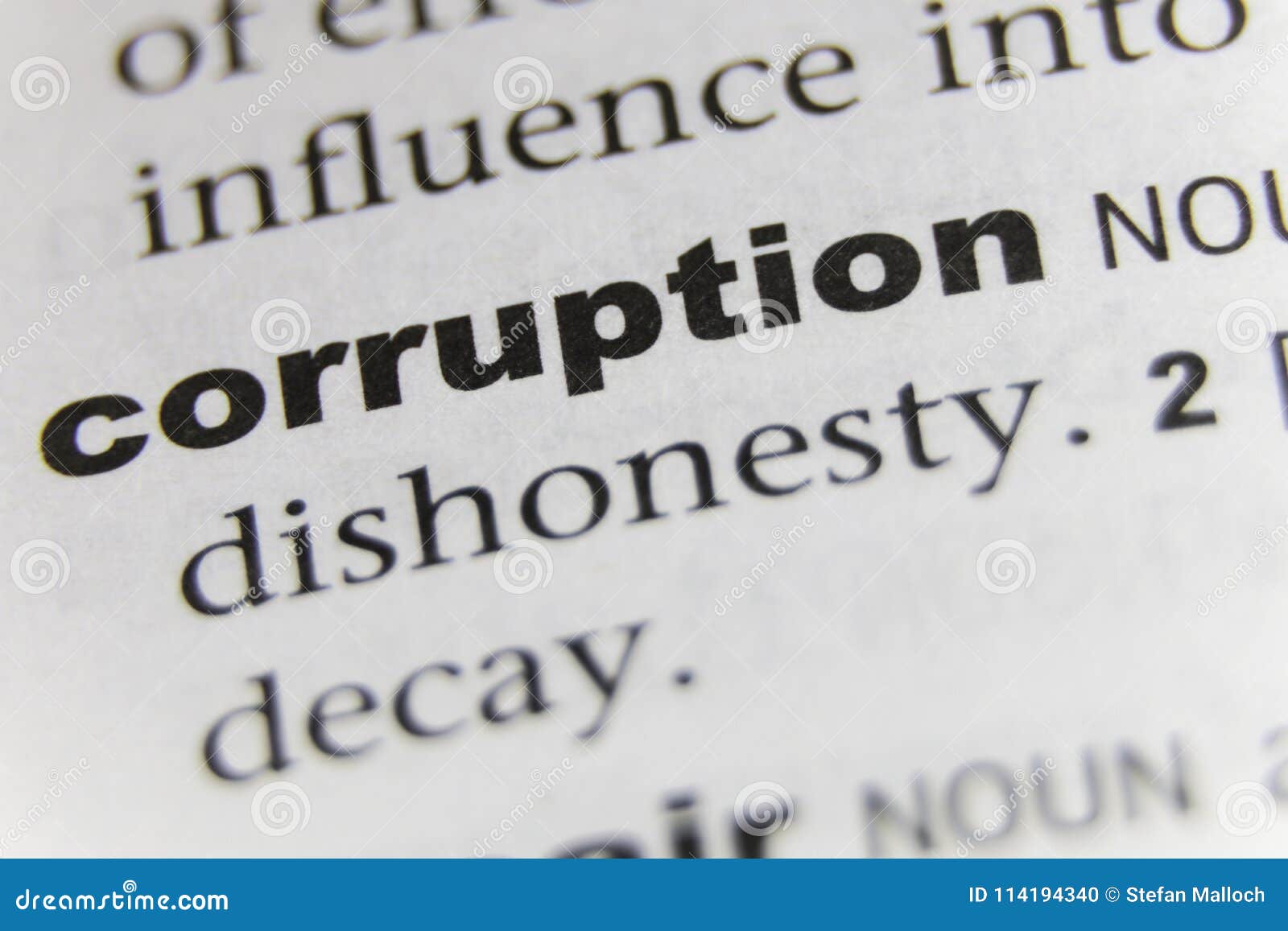 the word corruption close up
