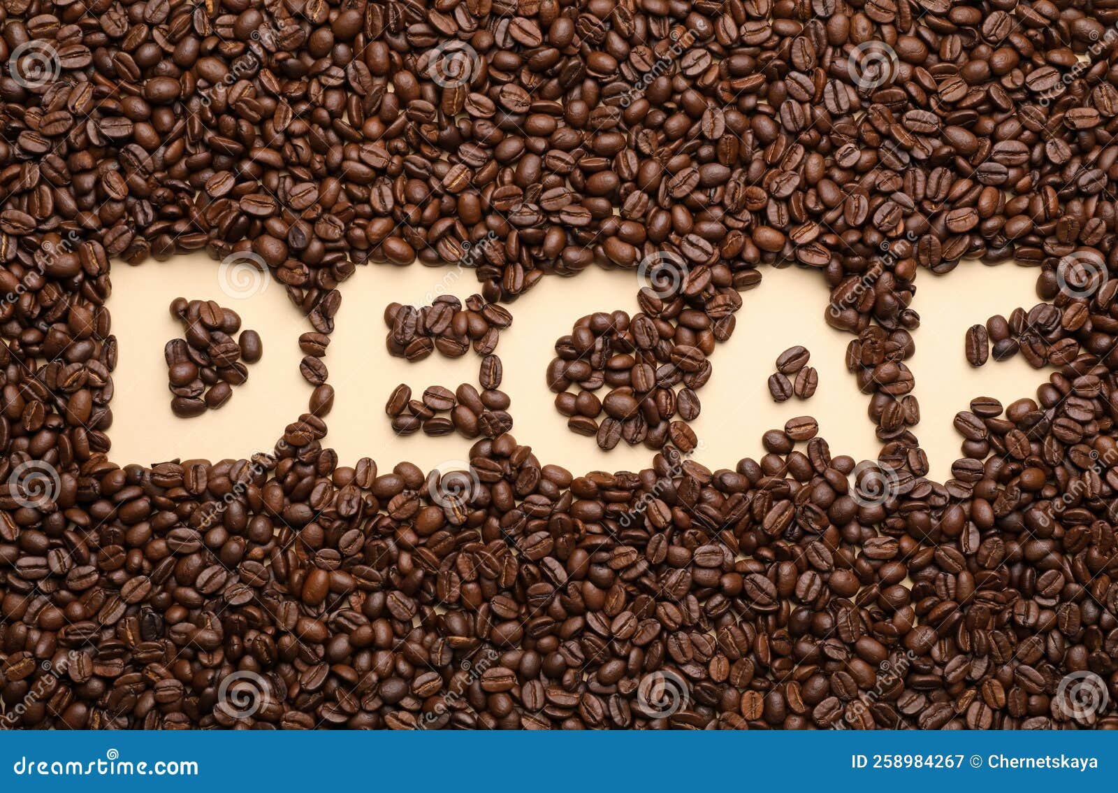 Word Decaf in Coffee Beans, Top View Stock Image Image of beige, cofe