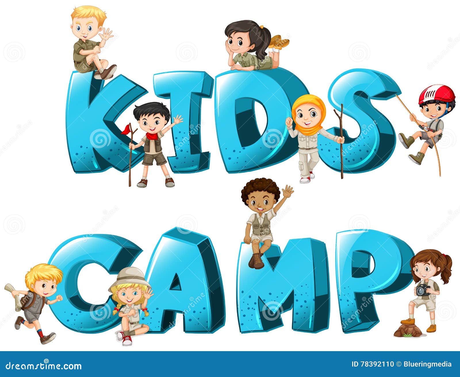 Word Design with Kid S Camp Stock Vector Illustration of white