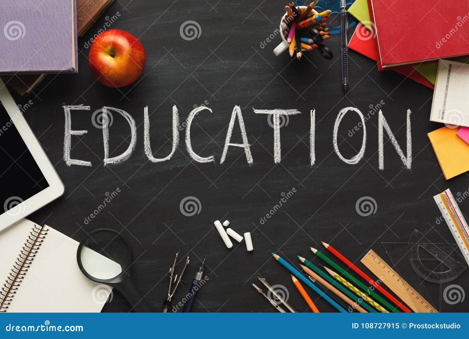 Education Written with Chalk on Blackboard Stock Image Image of