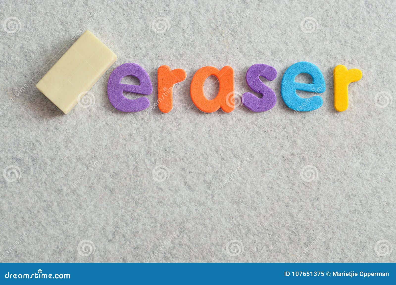 The Word Eraser Displayed with an Eraser Stock Image Image of college