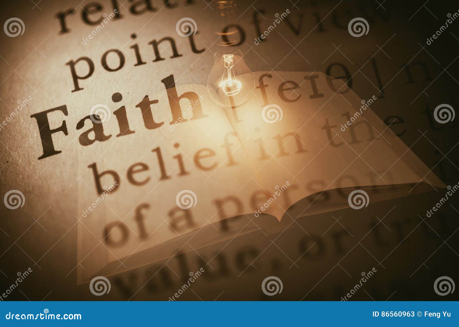 Word faith and light bulb stock image. Image of definition 86560963