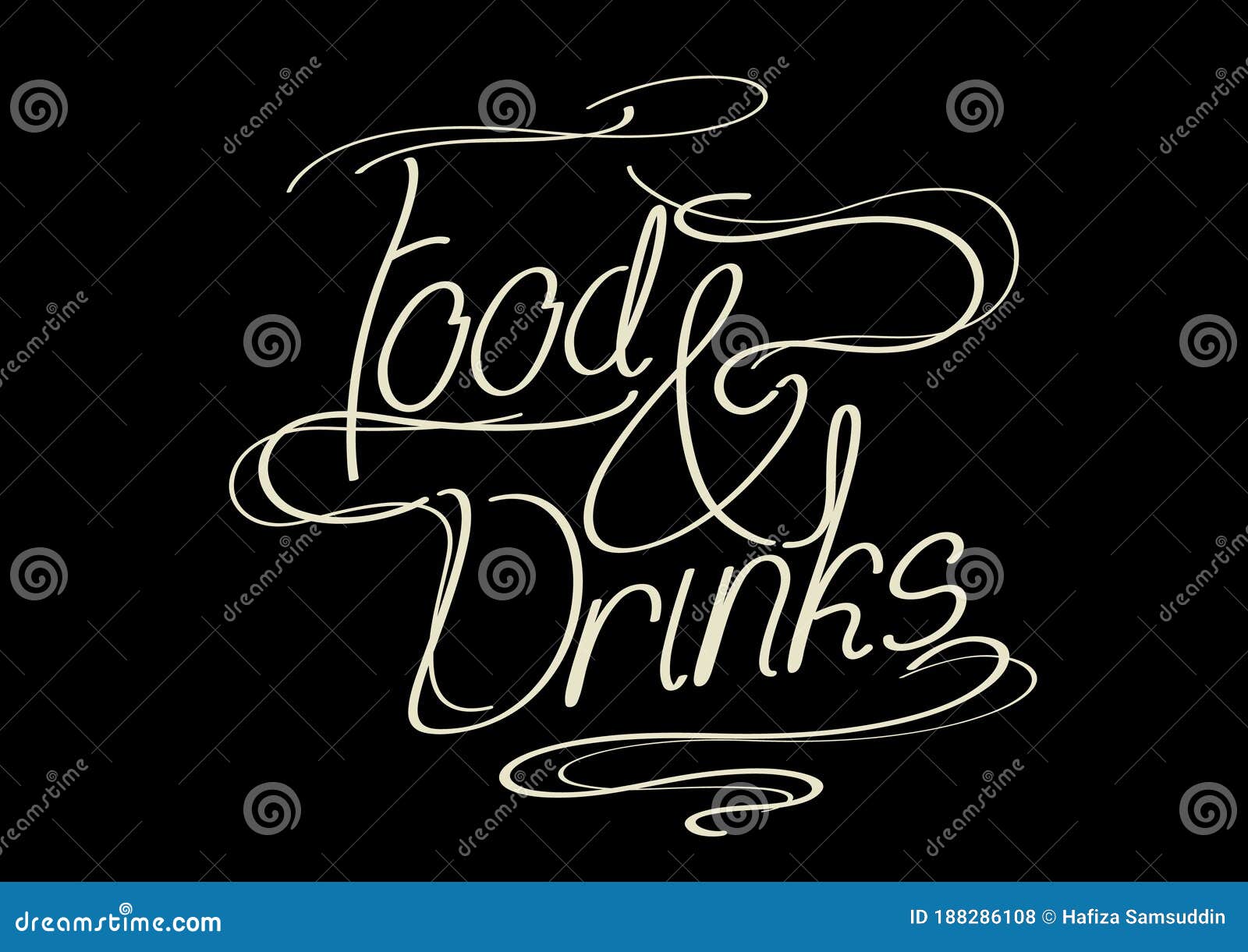 Word Food and Drinks. Vector Illustration Decorative Design Stock