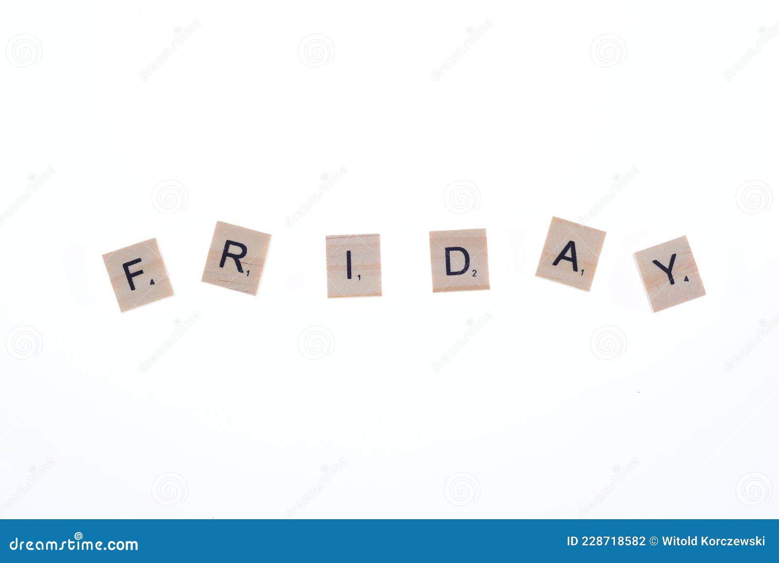 Word Friday Arranged from Wooden Blocks on White Background. Game ...