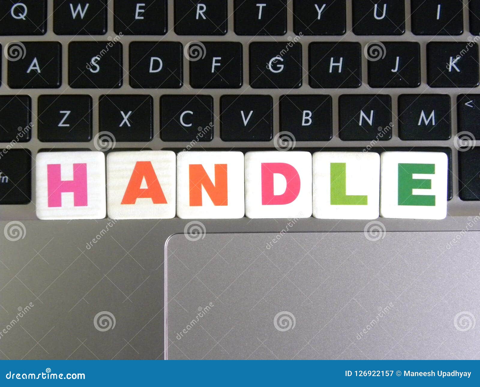 Word Handle on Keyboard Background Stock Image Image of button