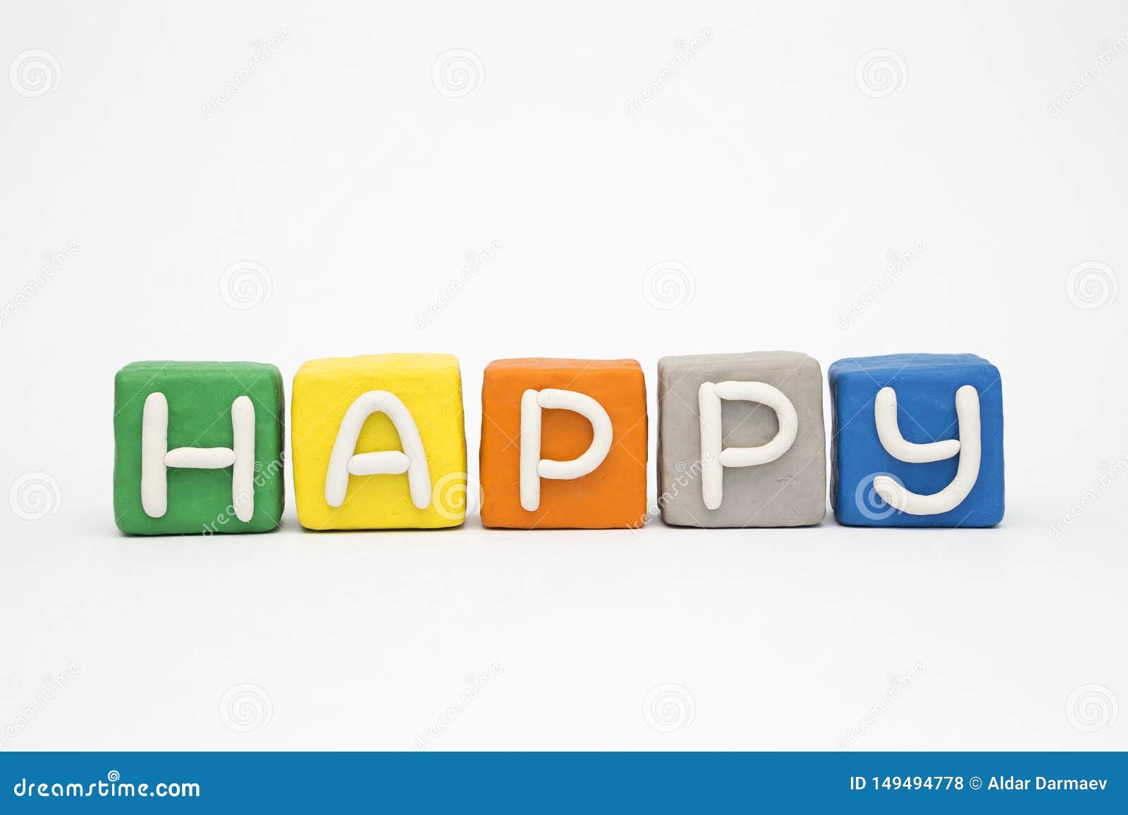The Word `Happy` on the Clay Colorful Blocks Stock Photo - Image of ...