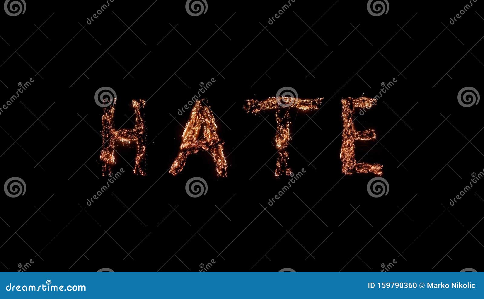 Word HATE Burning on Black Background Steel Wool Smoldering Beautiful ...