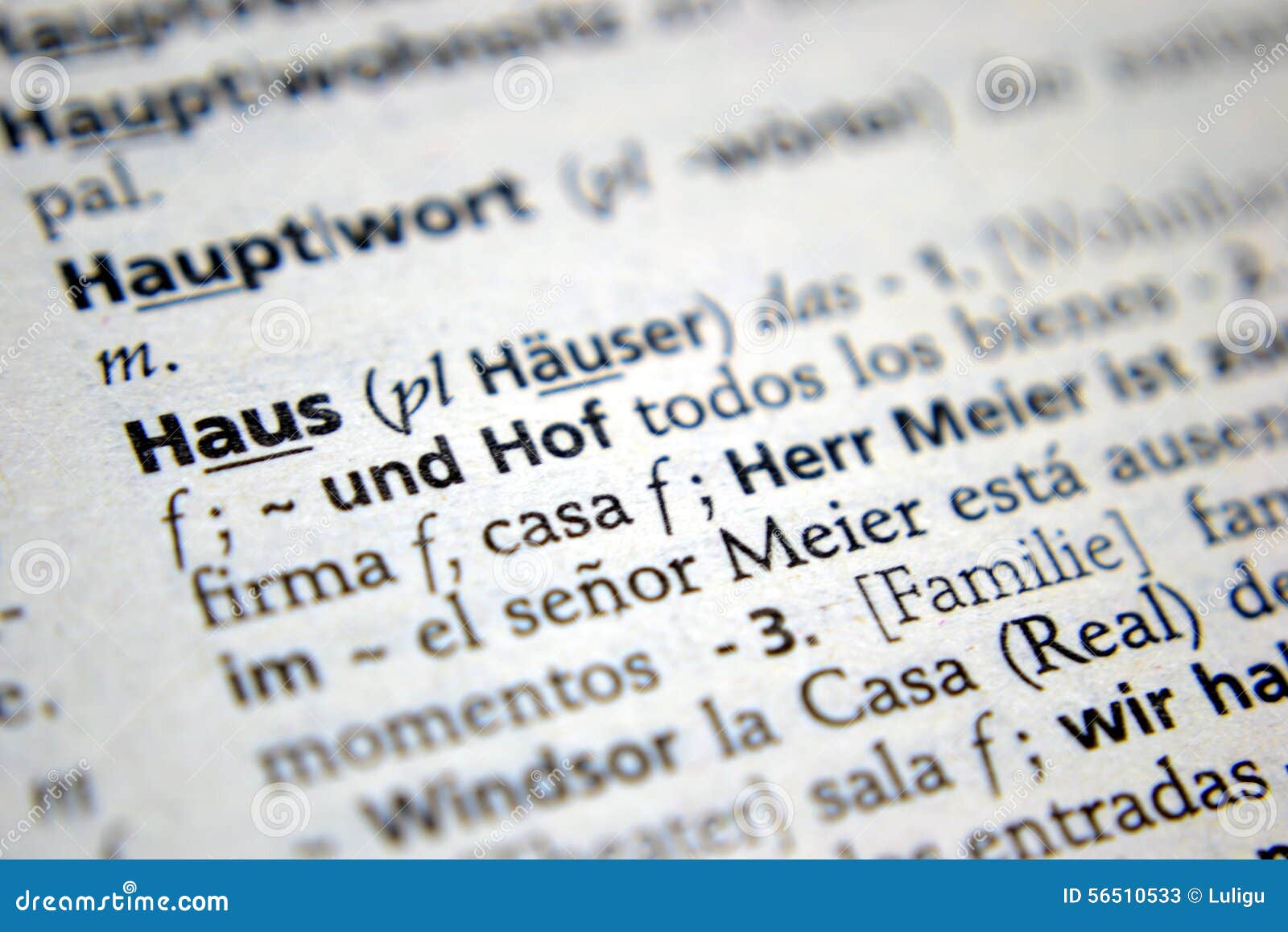 word haus house spanish german dictionary