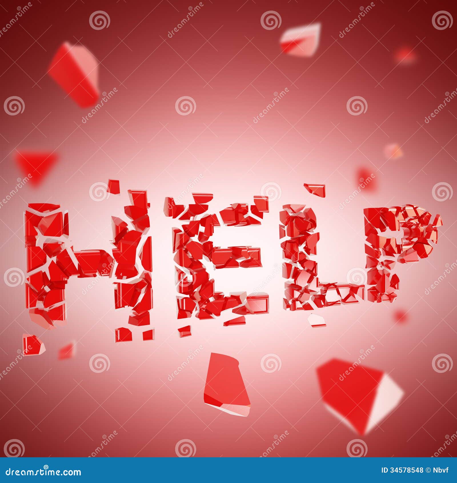 Word Help Broken into Pieces Background Stock Illustration