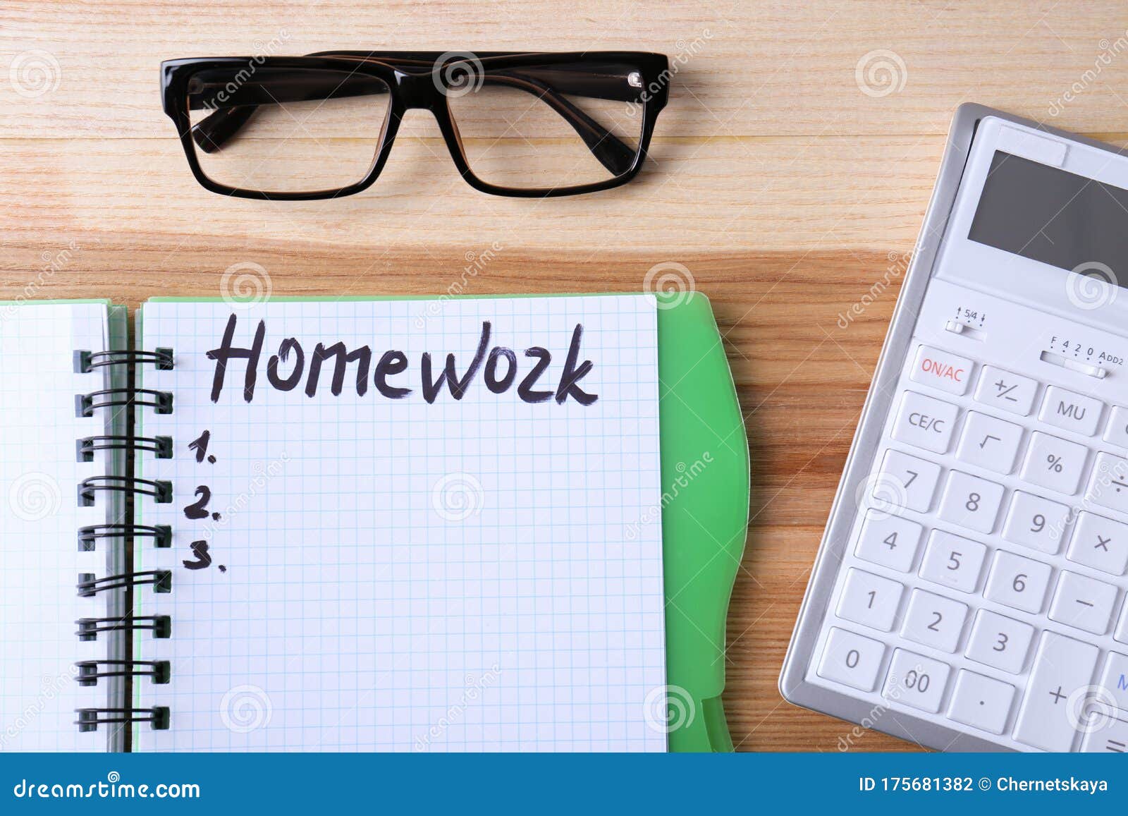 Word HOMEWORK in Notebook, Glasses and Calculator on Table, Flat Lay Stock  Photo - Image of overhead, education: 175681382