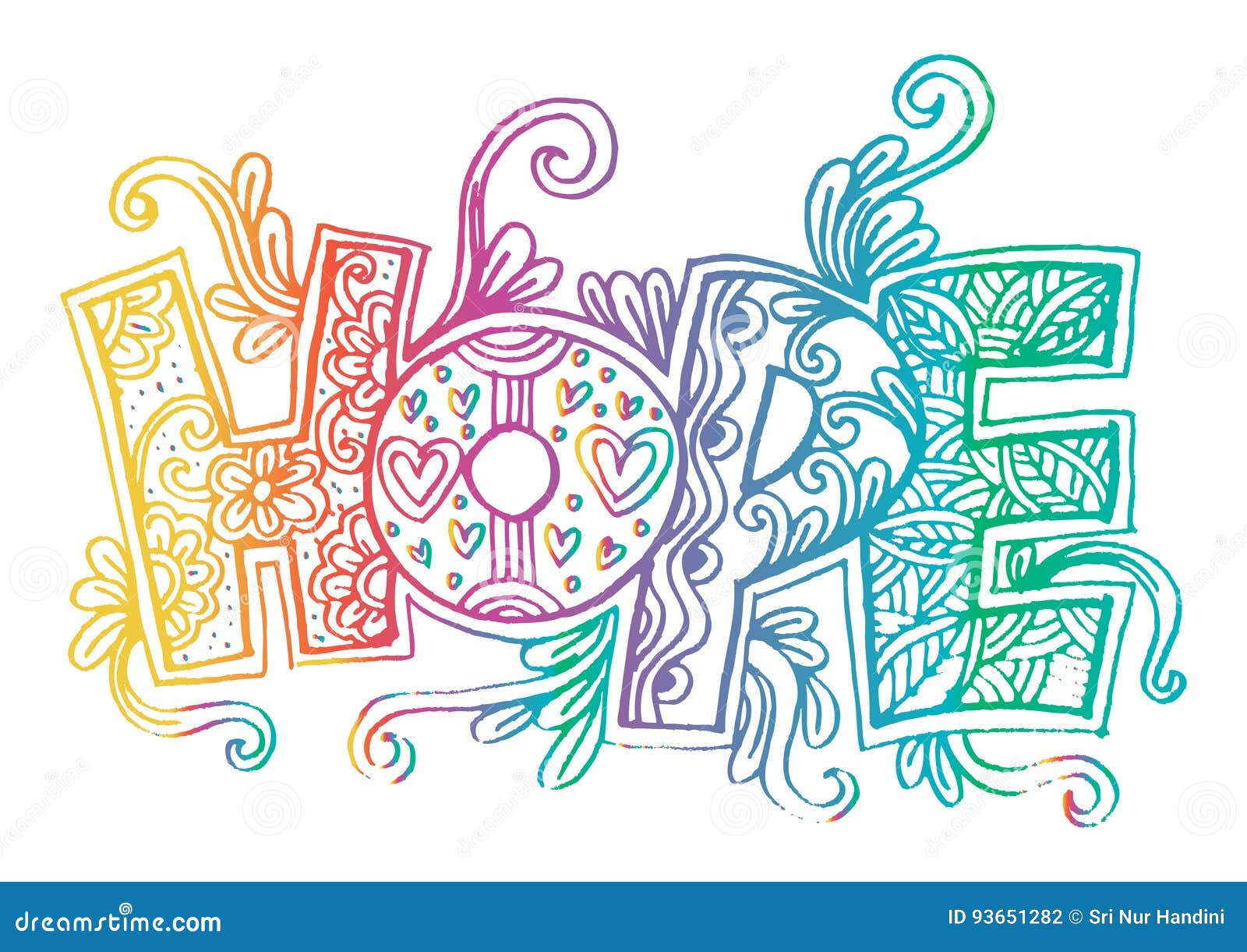 Word Hope Zentangle Stylized Stock Illustration