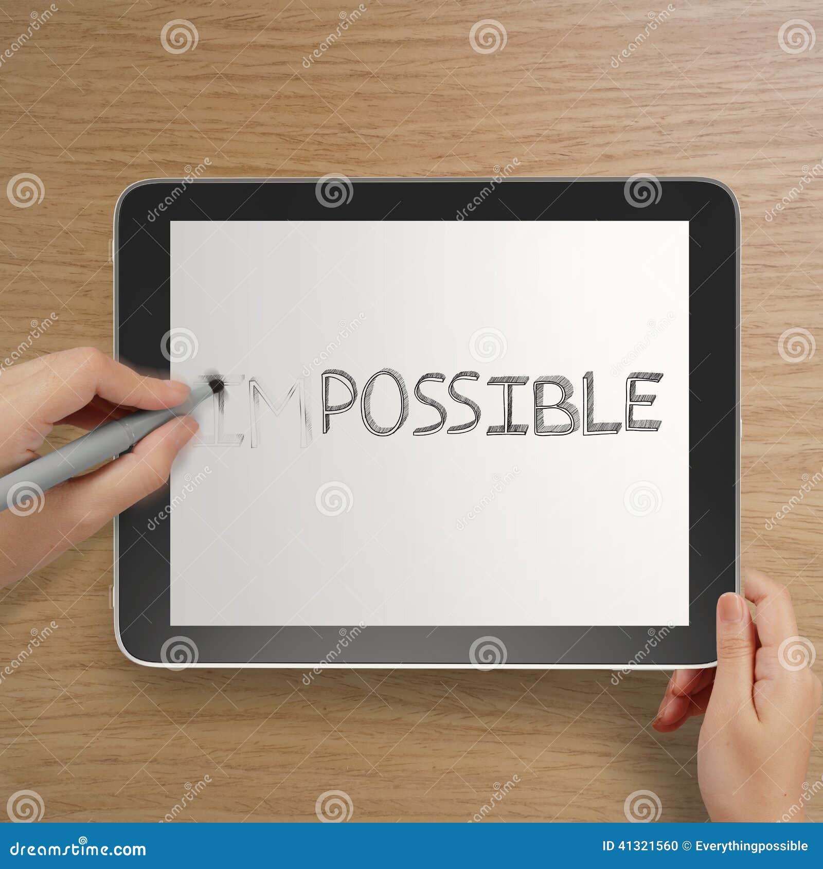 Word Impossible To Possible with Stylus Eraser Stock Photo Image of