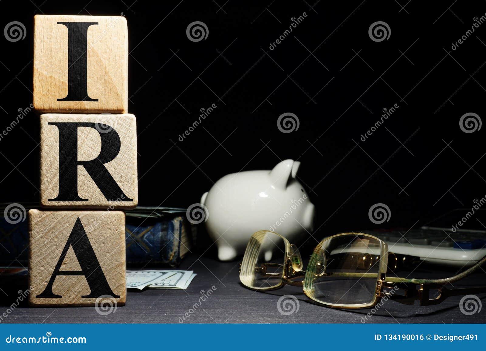 word ira individual retirement account from wooden cubes
