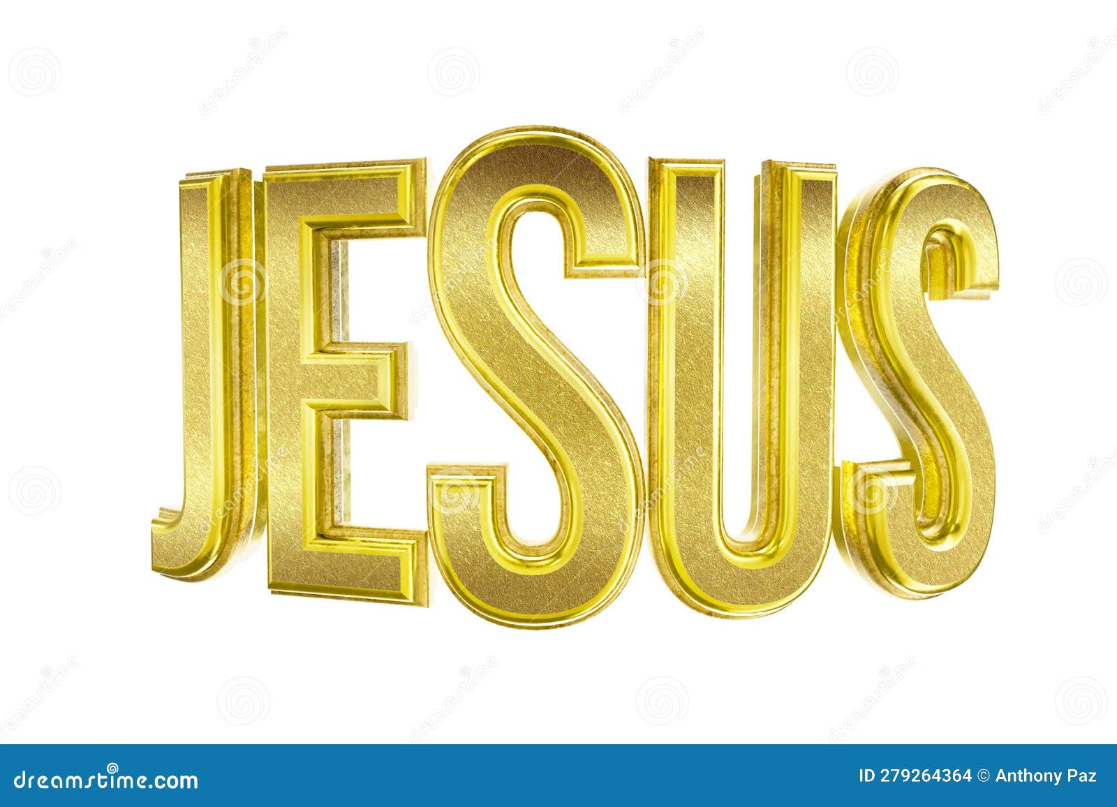 Word Jesus Written in Gold in a 3d Render Stock Illustration ...