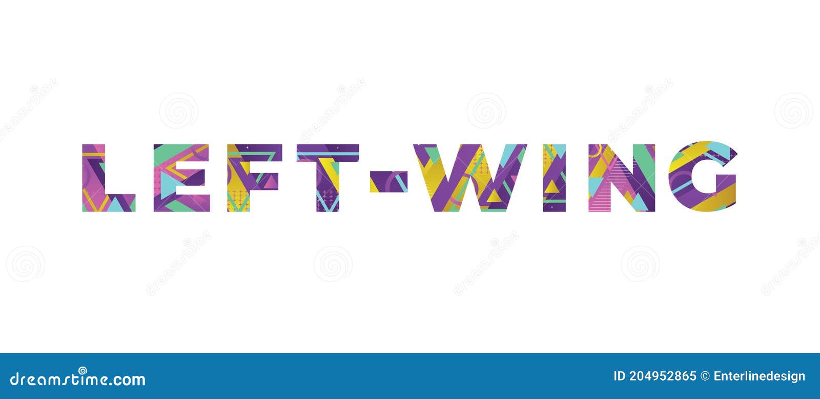 left-wing concept retro colorful word art 
