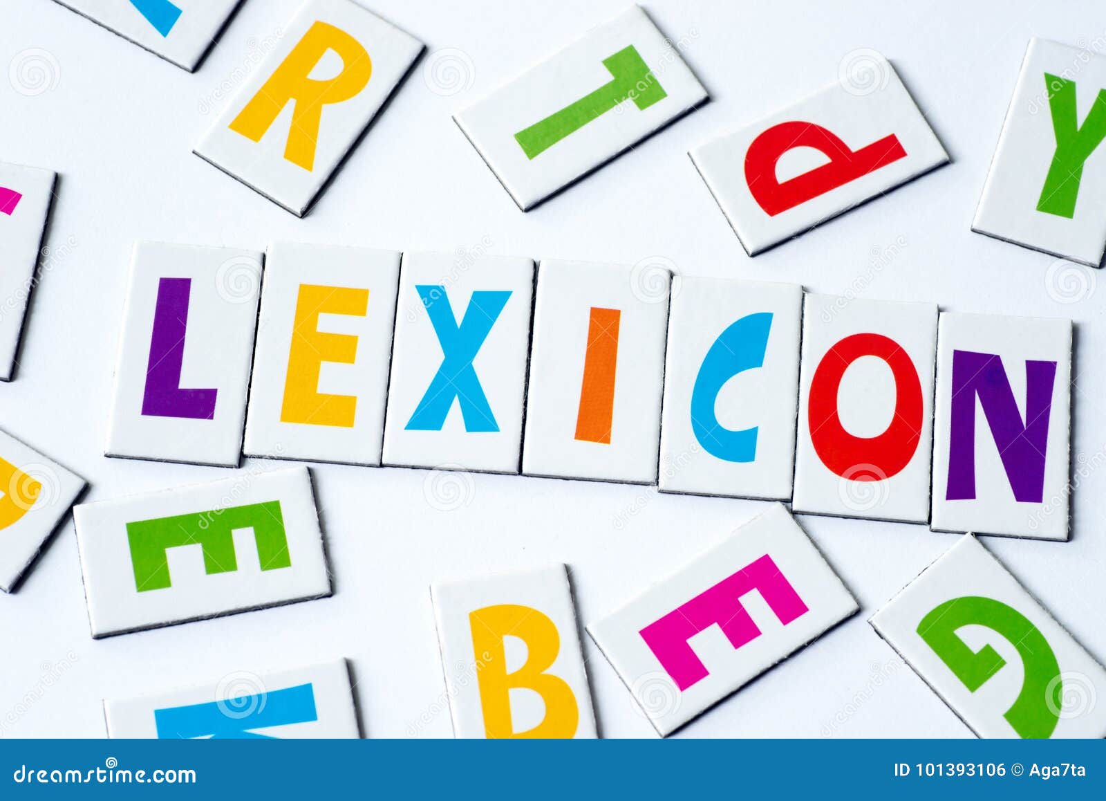 word lexicon made of colorful letters