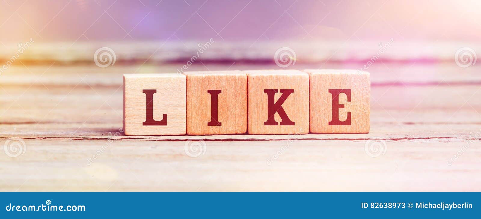 Word Like with Wood Cubes on Table Stock Image Image of type, shot