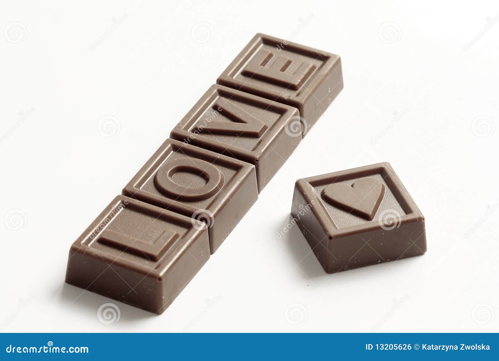 Word Love Made of Chocolates Stock Photo Image of single, sweet 13205626