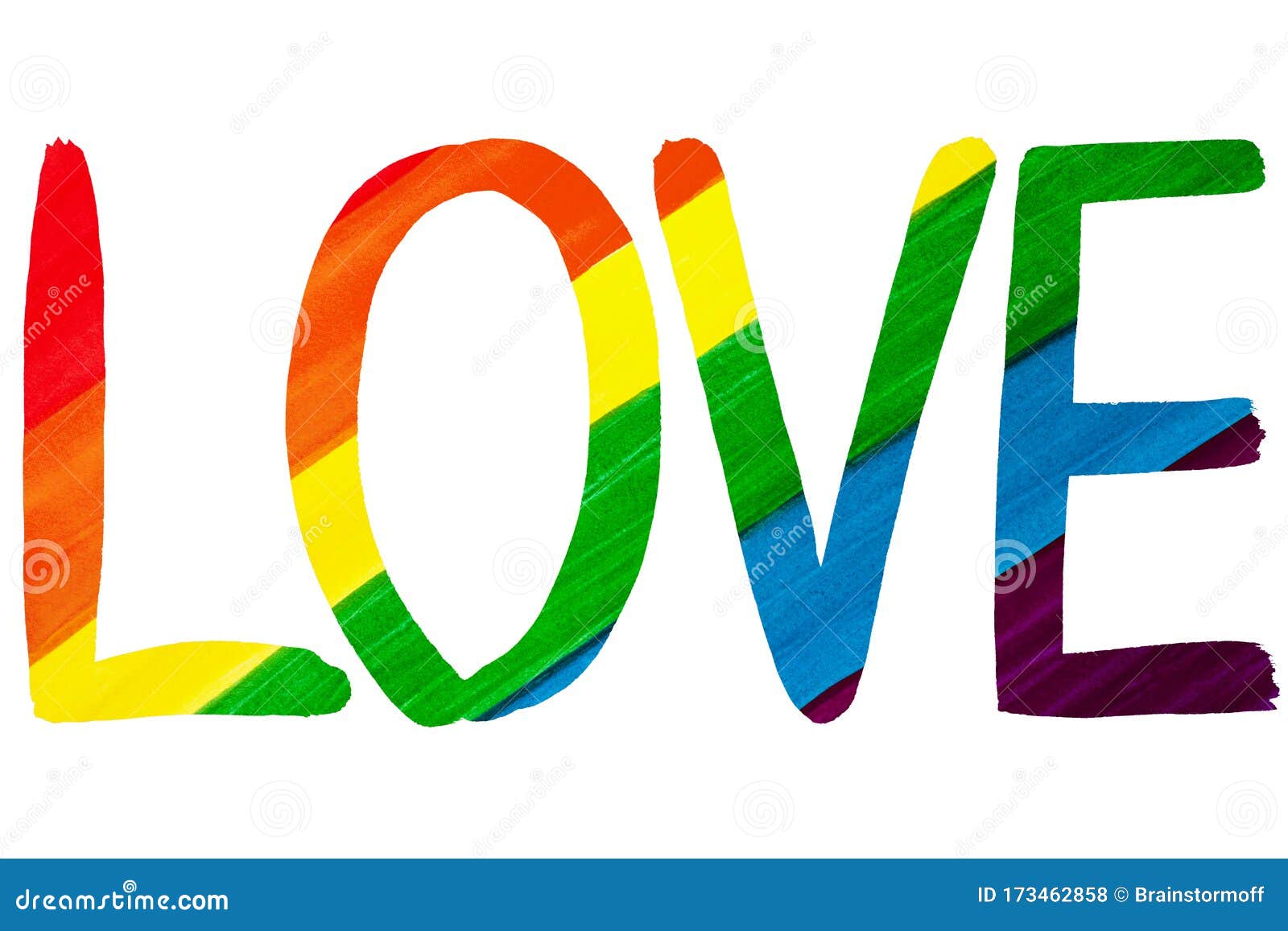 Word LOVE in Rainbow Colors on White Background Isolated Close Up, Hand ...