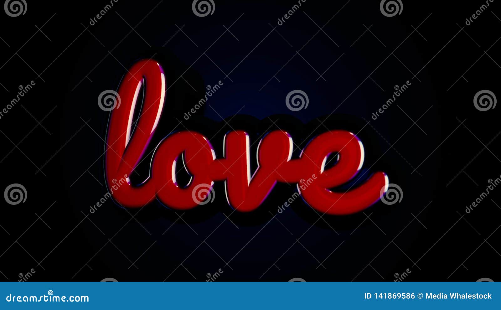 The Word Love Is In Small Red Letters Moving Slowly On Dark Blue