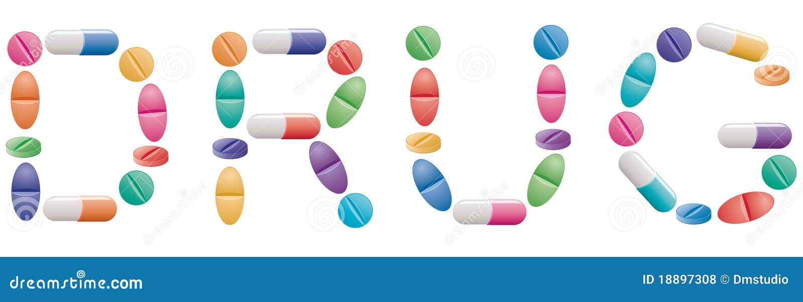 Word Made of Pills and Capsules Stock Vector Illustration of letter