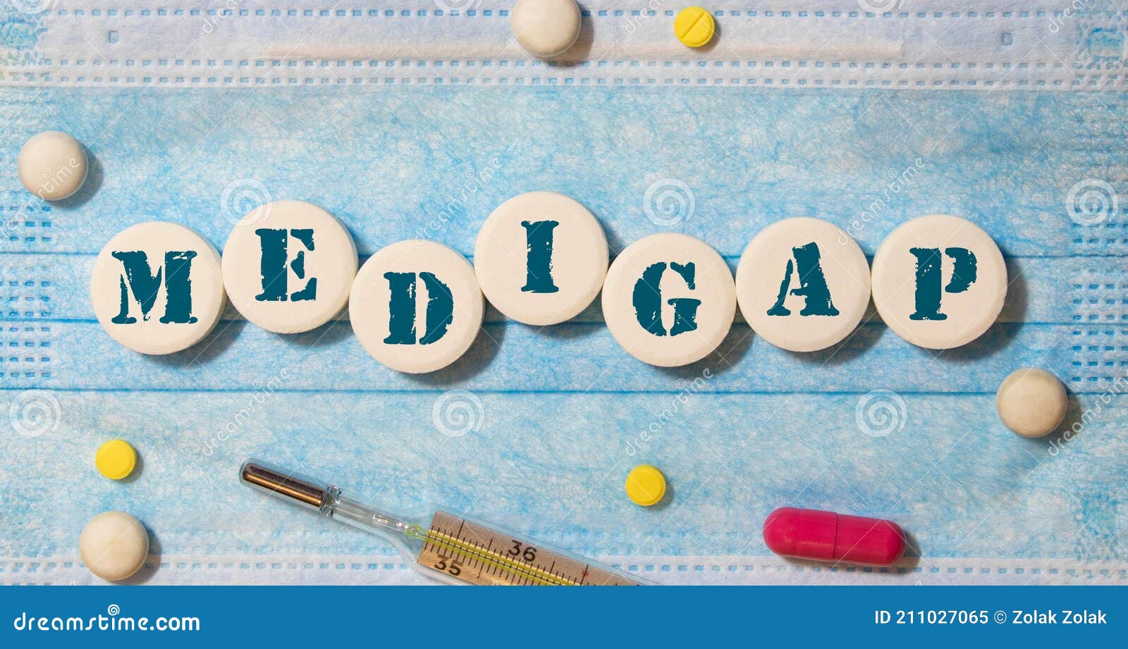 word medigap on white round tablets