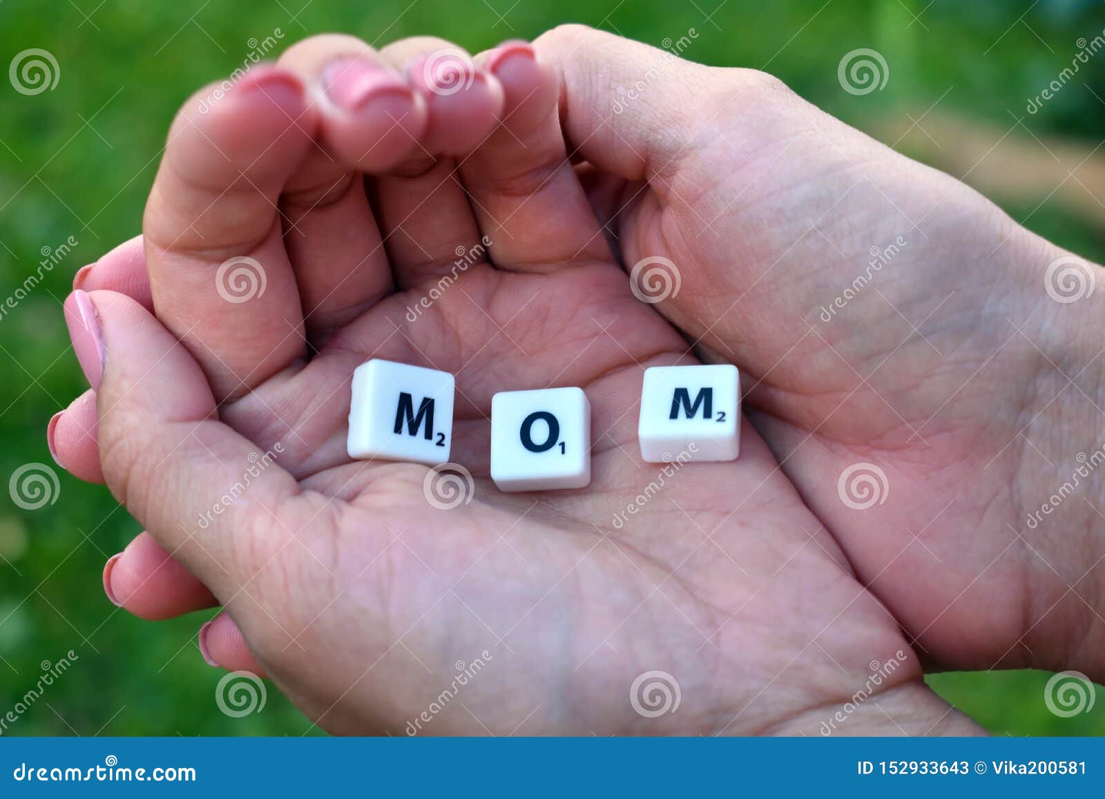 Word Mom of Letters and Symbols. Female Mother`s Palms Stock Image ...