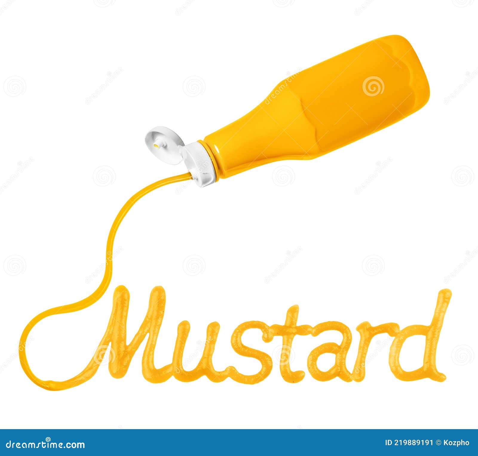 The Word Mustard is Squeezed Out from the Bottle Stock Image Image of