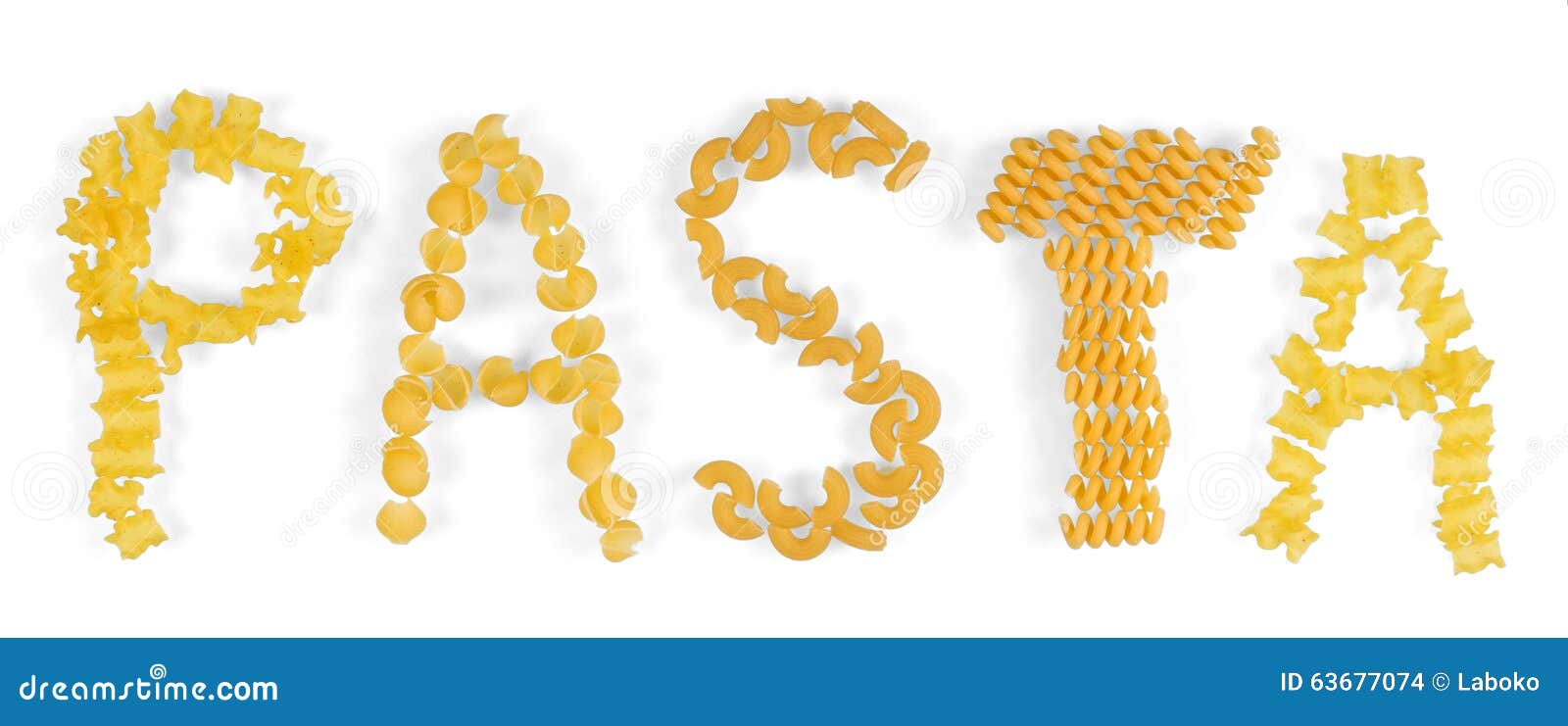 The Word Pasta Laid from Raw Macaroni Stock Photo Image of kitchen