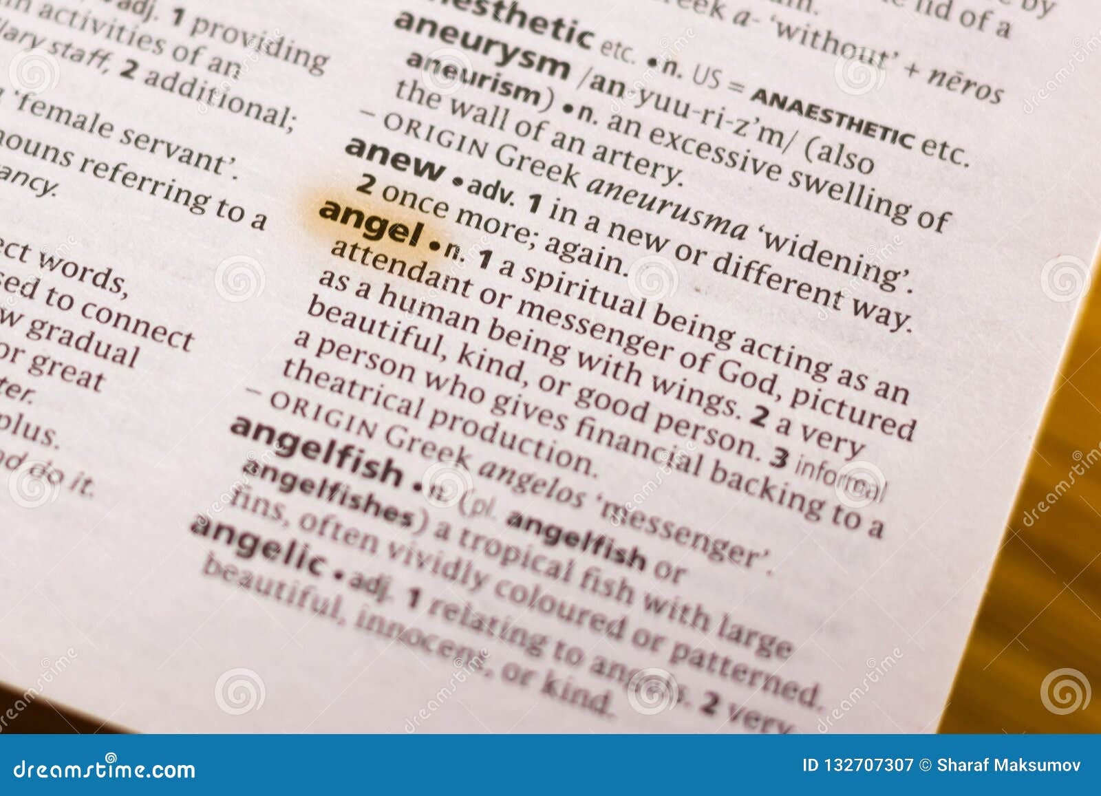 The Word or Phrase Angel in a Dictionary Stock Image Image of marker