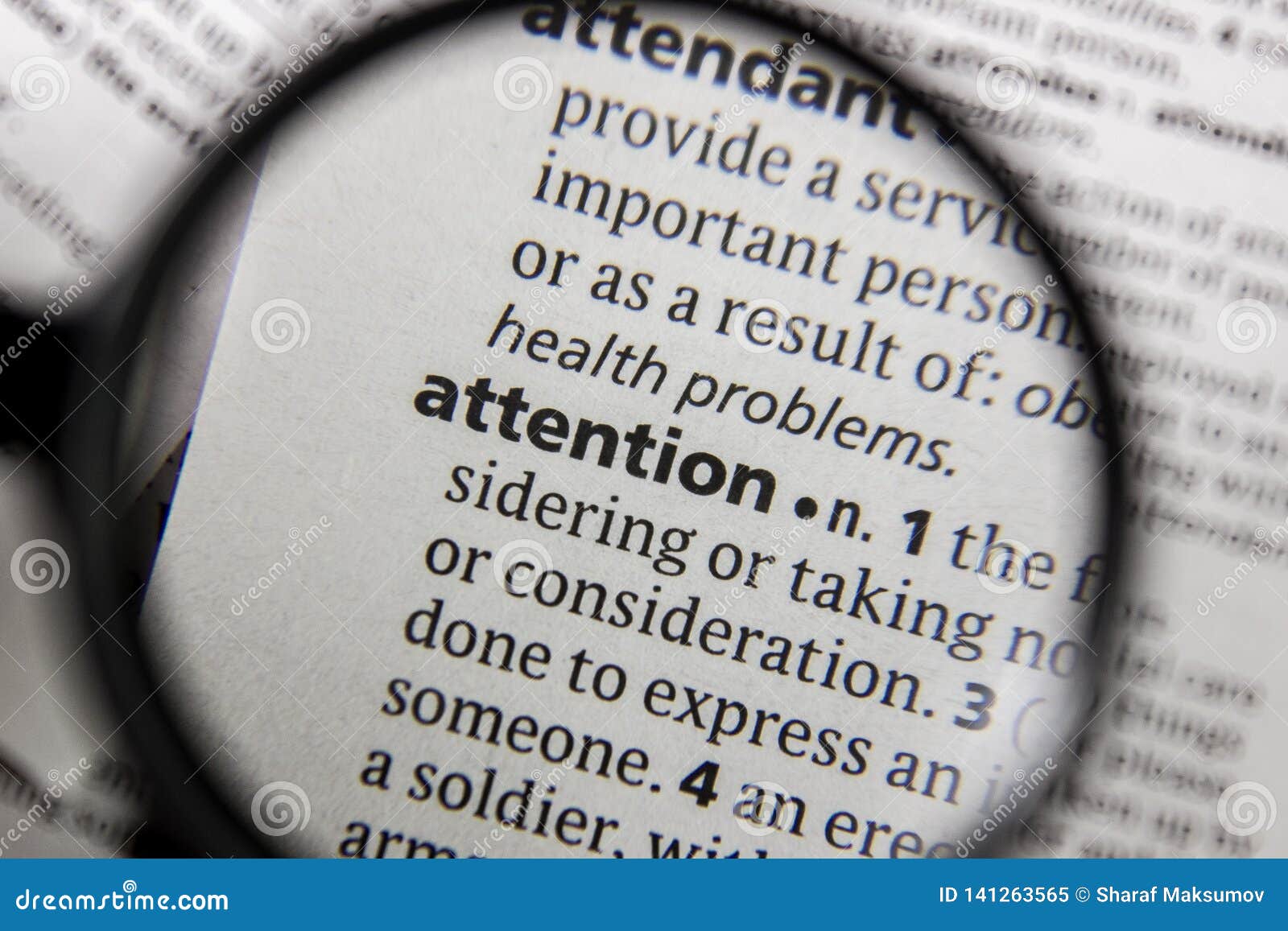 The Word or Phrase Attention in a Dictionary Stock Image Image of