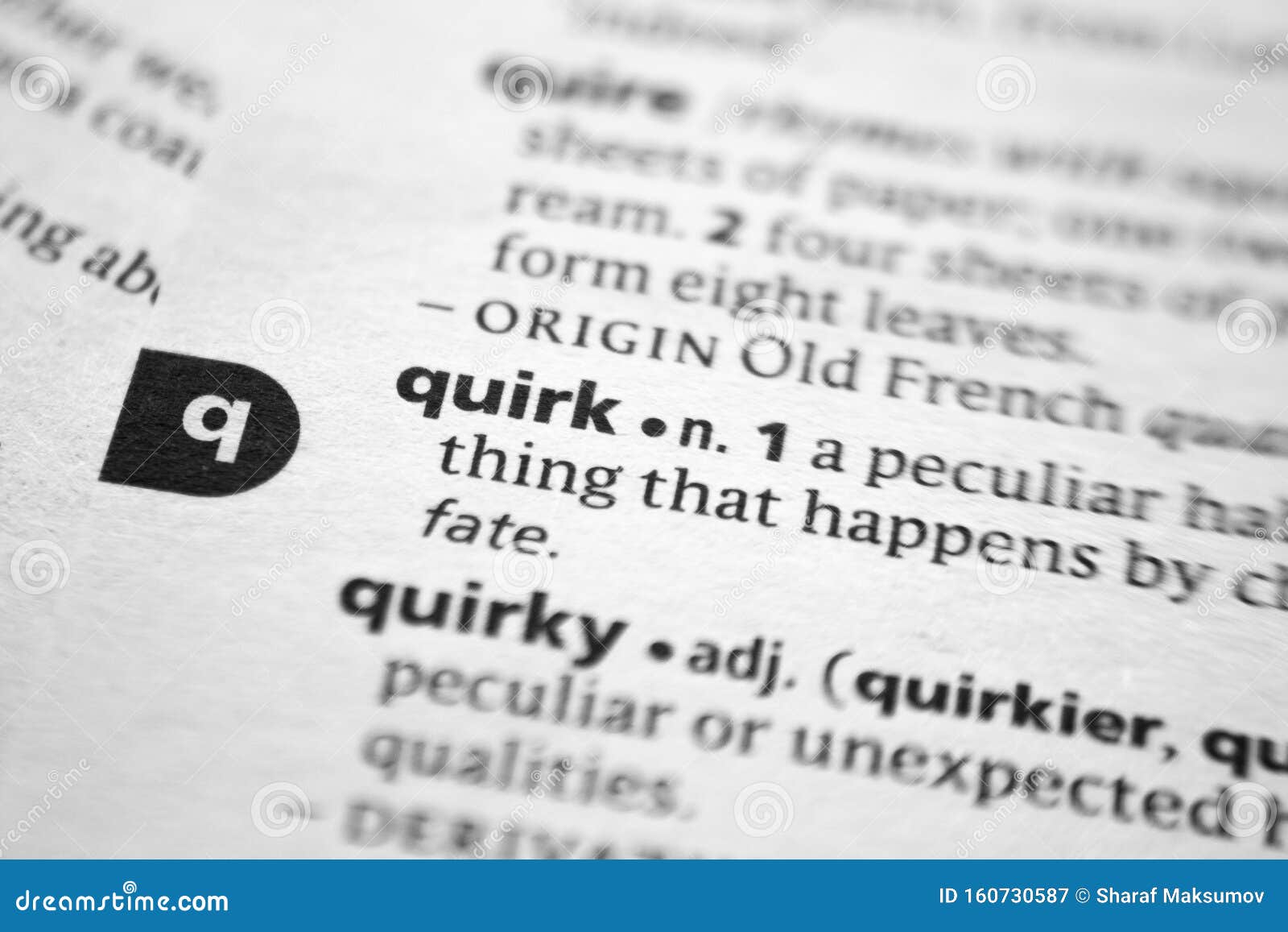 Word or Phrase Quirk in a Dictionary Stock Image Image of word, quirk