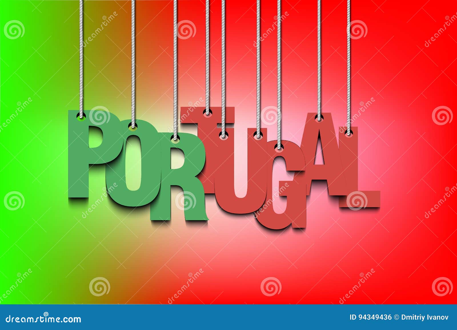 The Word Portugal Hang on the Ropes Stock Vector Illustration of background, green 94349436