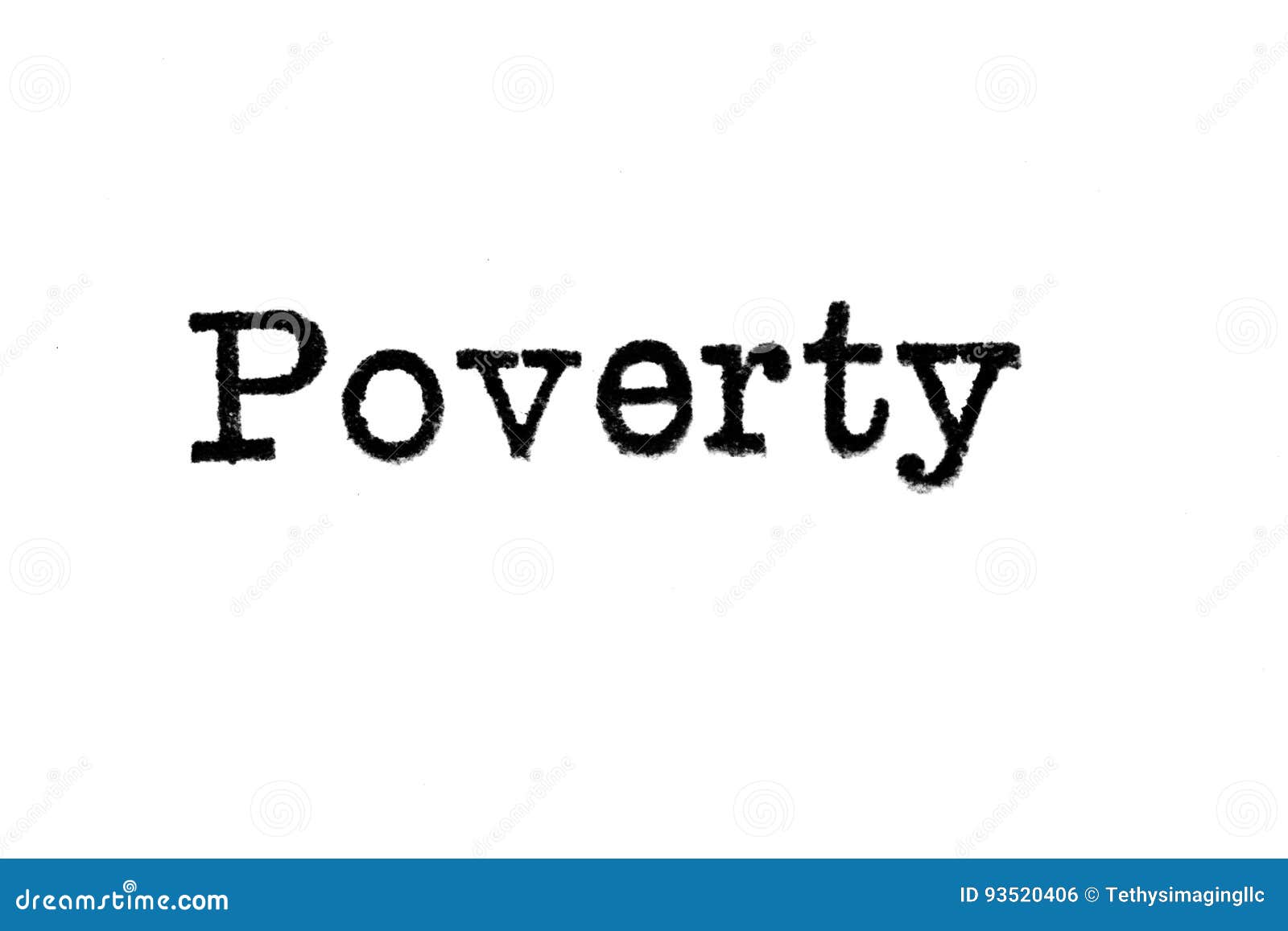 The Word `Poverty` from a Typewriter on White Stock Photo Image of