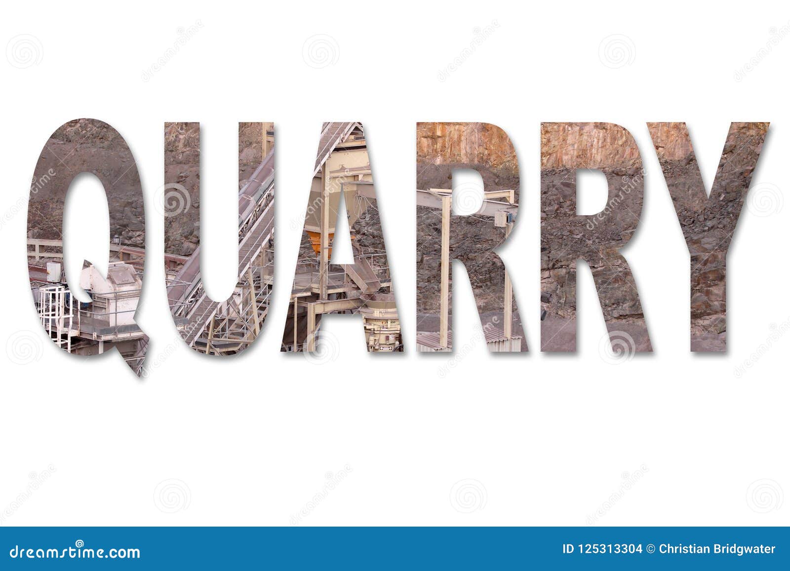The Word Quarry with an Image of a Stone Quarry Mine Inside the Word