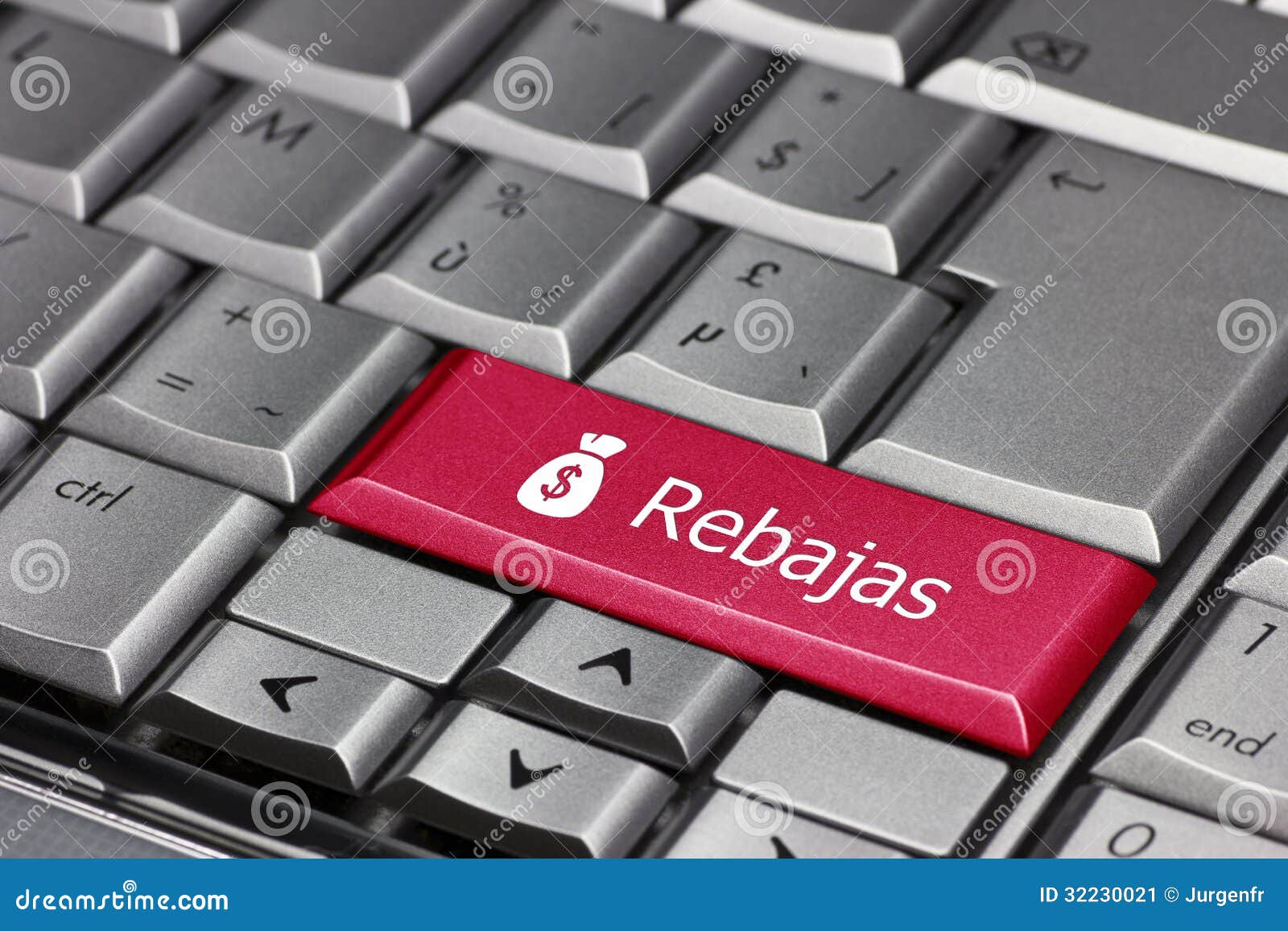 the word rebajas on a computer key
