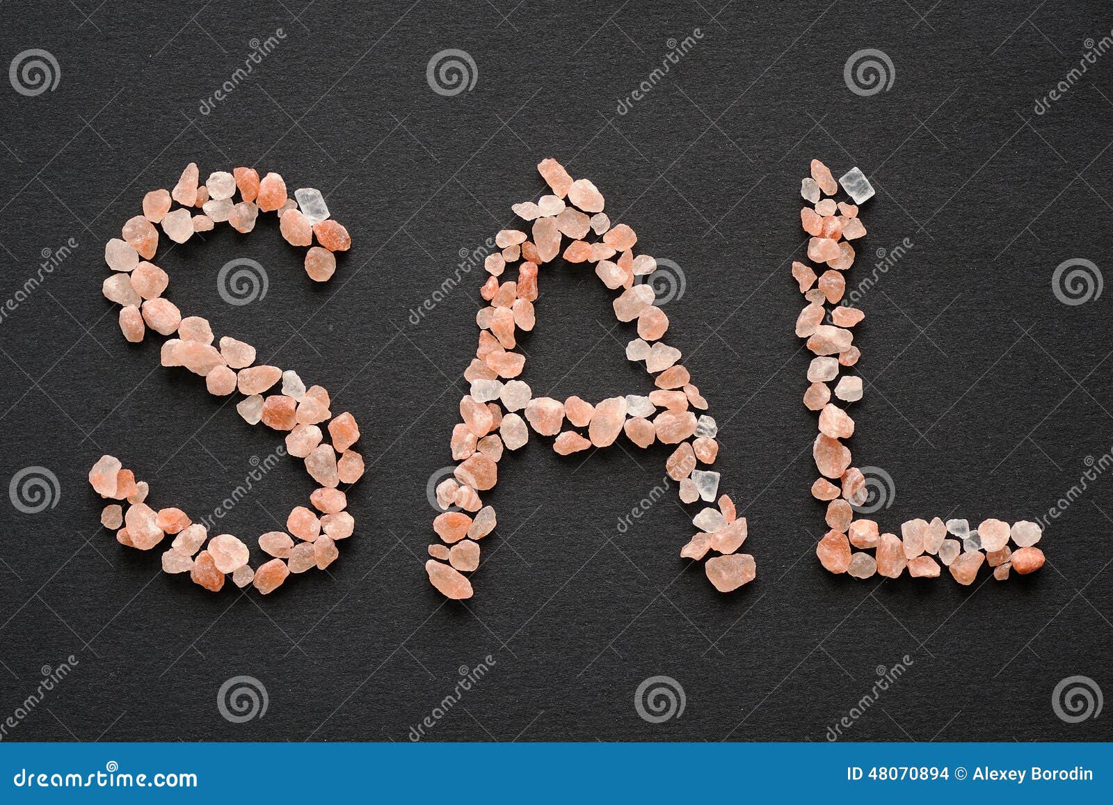 word sal written in pink hymalayan salt crystals